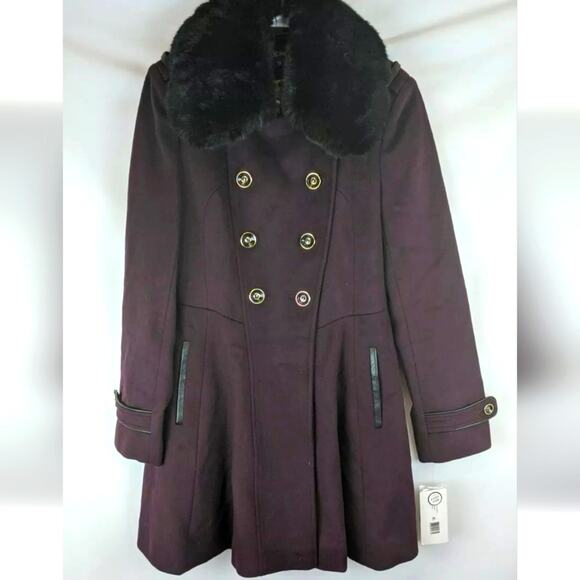 Via Spiga Faux Fur Double Breasted Overcoat Shiraz Women's 10